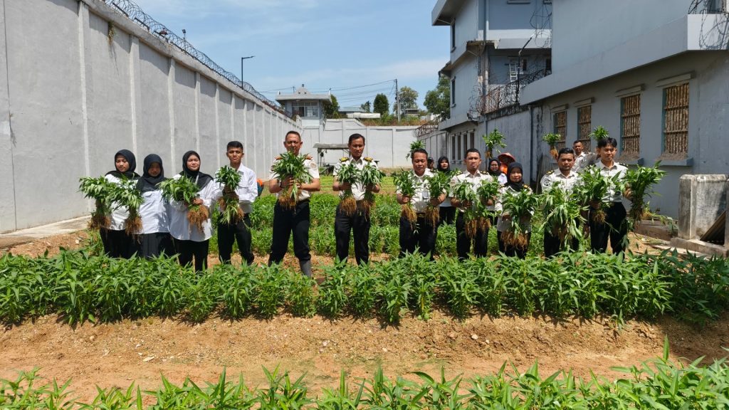 Panen kangkung Lapas Batam program ketahanan pangan