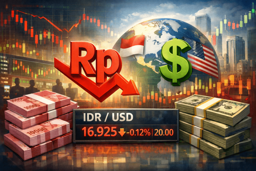 Ilustrasi nilai tukar rupiah terhadap dolar AS di pasar keuangan