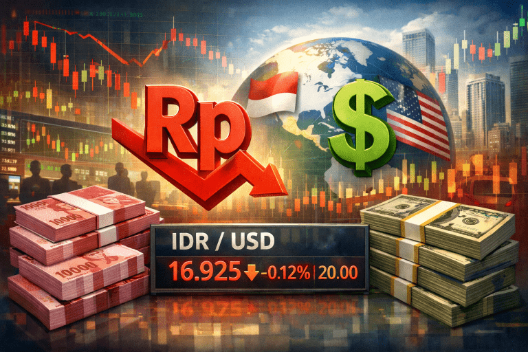 Ilustrasi nilai tukar rupiah terhadap dolar AS di pasar keuangan