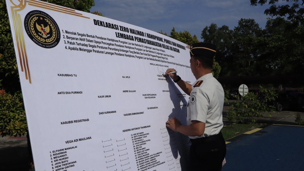 Deklarasi Zero Halinar di Lapas Batam dipimpin Kalapas Yosafat Rizanto