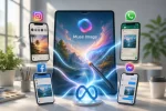 Logo Meta dan ilustrasi fitur AI Muse Image
