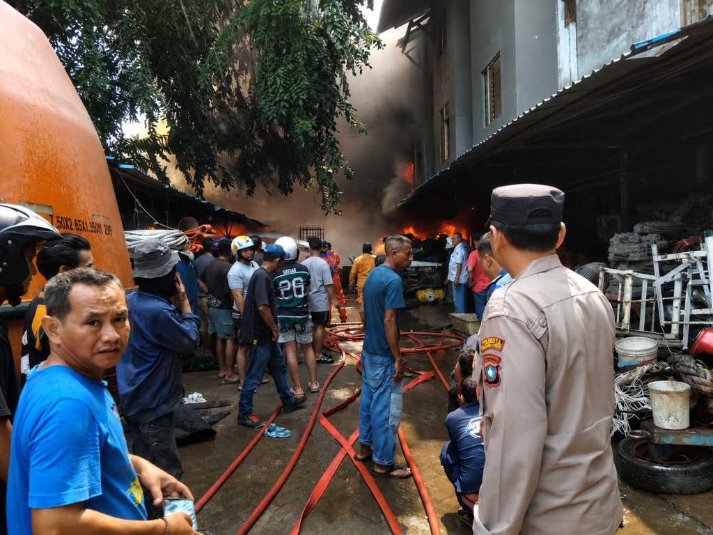 Kebakaran gudang besi tua di Batu Ampar Batam