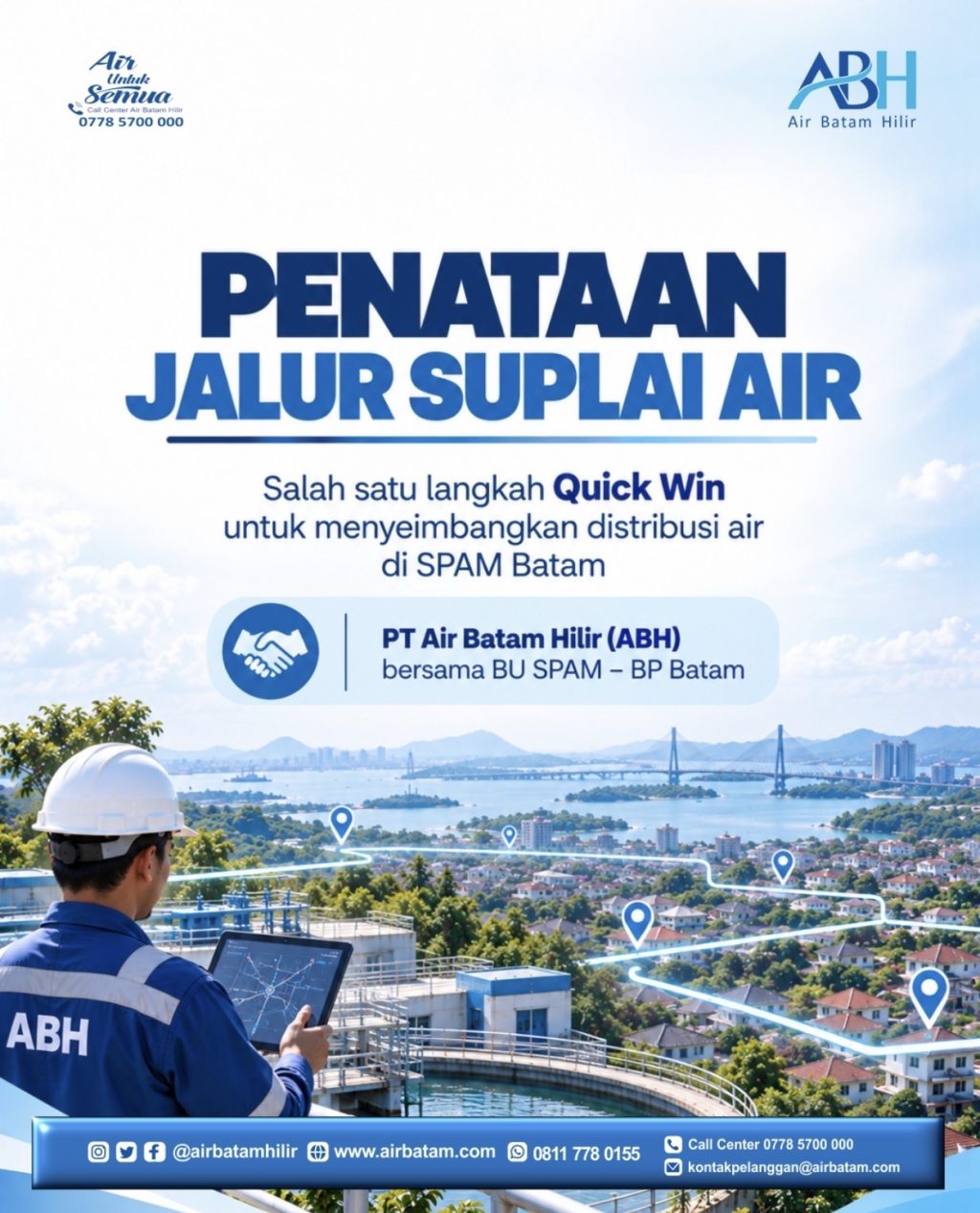Air Batam Hilir tata jalur suplai SPAM Batam
