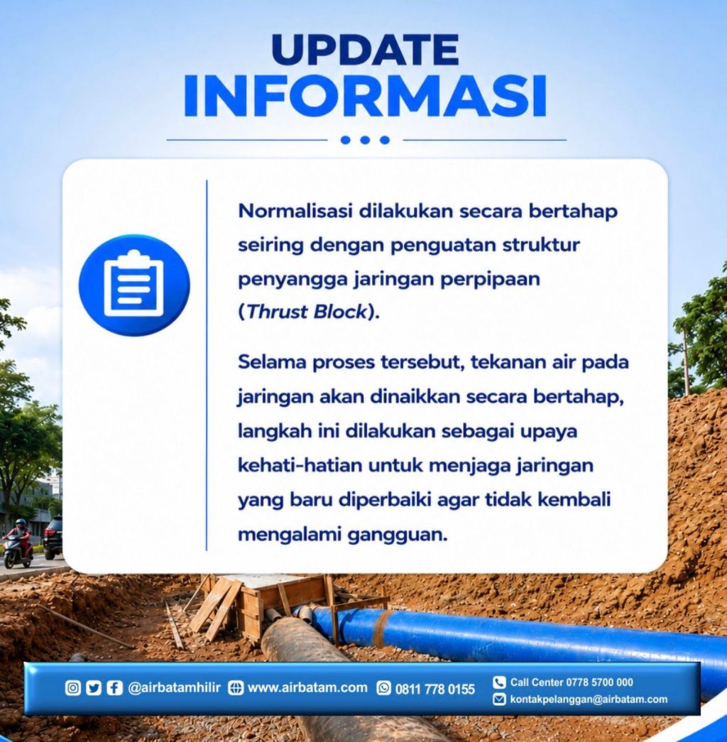 Perbaikan pipa Air Batam Hilir di depan Batamindo Muka Kuning