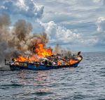 Empat kru KM Laut Jaya 3 selamat setelah kapal terbakar di perairan Anambas