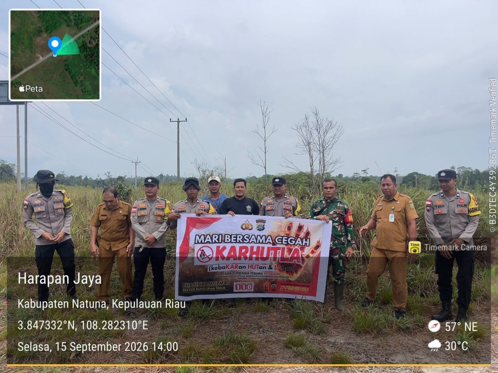 Patroli pencegahan Karhutla Polsek Bunguran Timur di Bunguran Tengah Natuna